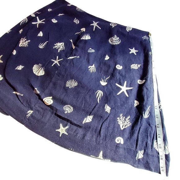 A New Day Womens Navy Blue Sea Life Pattern Skirt  10 Made of linen and rayon - Picture 5 of 9